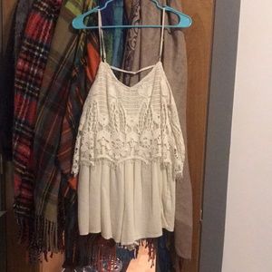 American Eagle Ivory Crochet Lace Romper